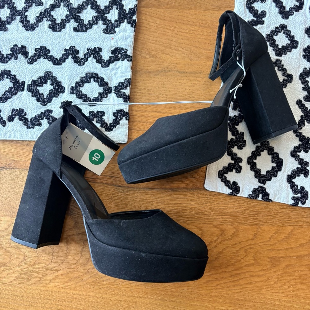 NEW a new day Black Chunky Platform Heels women’s shoes size 10 - Picture 3 of 8
